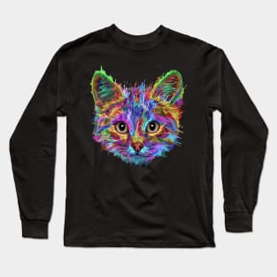 Splash Art Cat T Shirt | Gifts for Cat lovers Long Sleeve T-Shirt